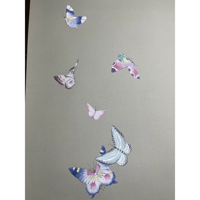 Art Deco Butterfly Wallpaper Hand Painted Artworks For Sale - Image 3 of 3
