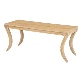 Bespoke Cerused Oak Bench/ Cocktail Table on Sabre Legs For Sale