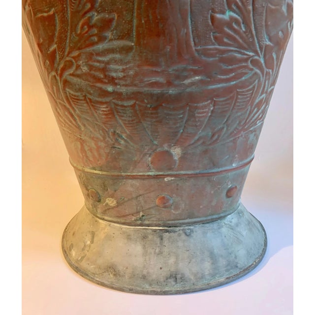 Rustic Belgian Copper Metal Bin or Umbrella Stand For Sale - Image 3 of 13