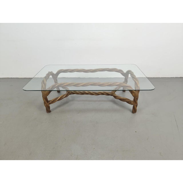 Boho Chic Vintage Boho Coffee Table in Rattan and Bamboo, 1970s For Sale - Image 3 of 16