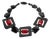 Angela Caputi Red and Black Resin Beaded Choker Necklace For Sale