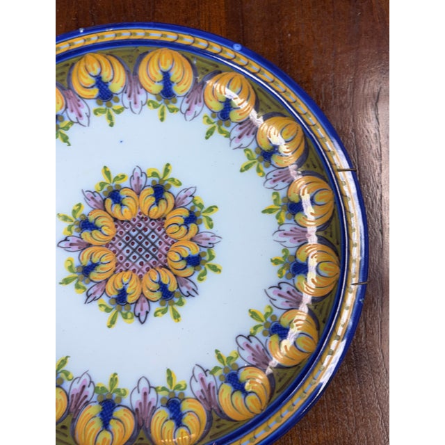 Late 20th Century Portuguese Hand Painted Ceramic Wall Plate For Sale - Image 5 of 12