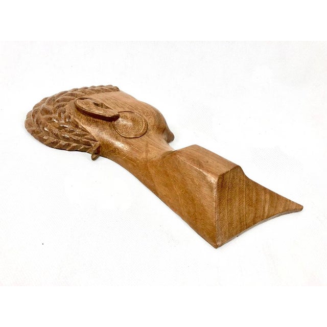 Vintage Wooden Carved African Man & Woman Wall Hanging Sculptures, Set of 2 For Sale - Image 9 of 17