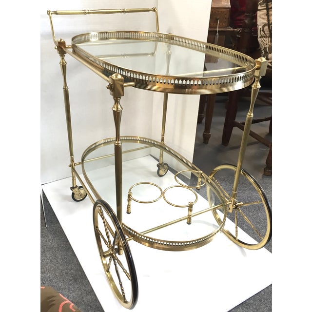 1960s Vintage Brass Gallery Bar Cart Chairish