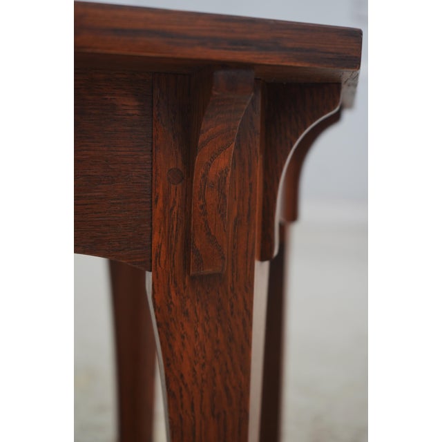 Brown Stickley Mission Oak Hexagon Tile Top Table Tabouret For Sale - Image 8 of 11
