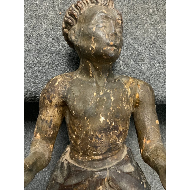 19th Century Antique Kneeling Wood Carved Santos Figure For Sale - Image 11 of 17