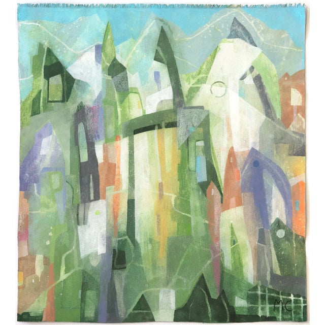 Textile "Green Valley" Contemporary Abstract Acrylic Painting by Maria C. Bernhardsson For Sale - Image 7 of 7