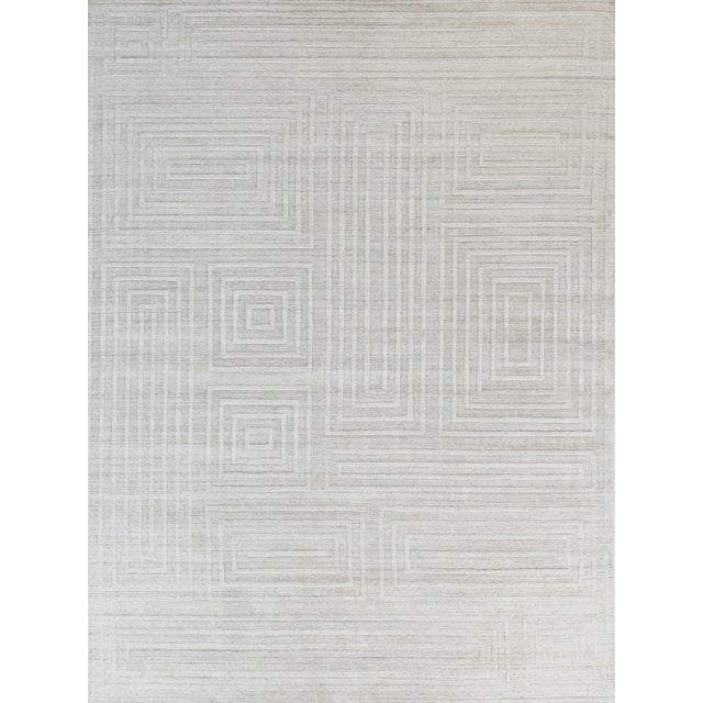 Wood Exquisite Rugs Belnord Handmade Bamboo Silk & Cotton Ivory Rug-12'X15' For Sale - Image 7 of 7