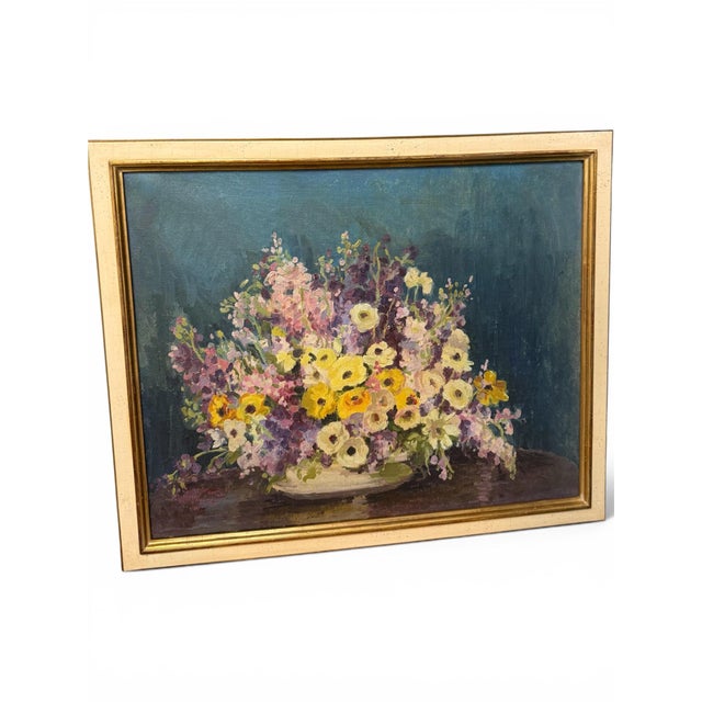 Traditional Floral Still Life Oil Panting. Large Framed Bouquet in a new Gilt Wood Frame. A beautiful traditional floral...