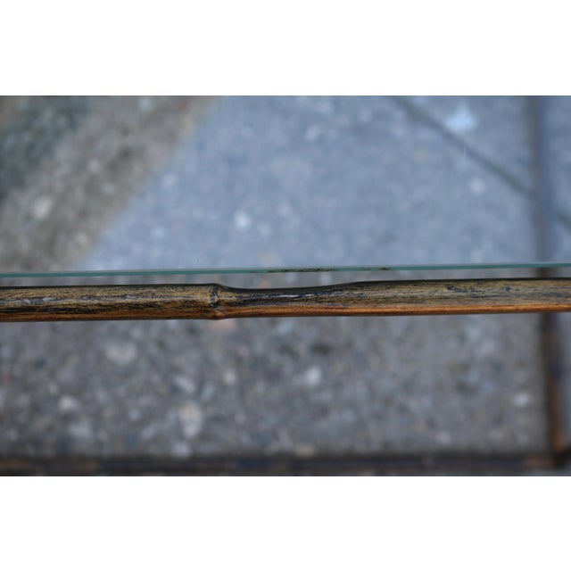 Metal French 1970s Pair of Side/Drink Tables in Glass Cube and Gold Metal Faux Bamboo Styled After Maison Baguès For Sale - Image 7 of 7