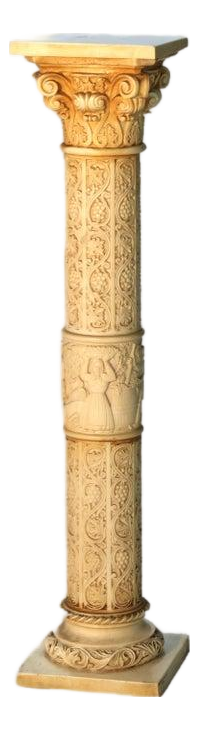 Antique Neoclassical Corinthian Style Genre Scene Sculpture Stand, Resin, C1930