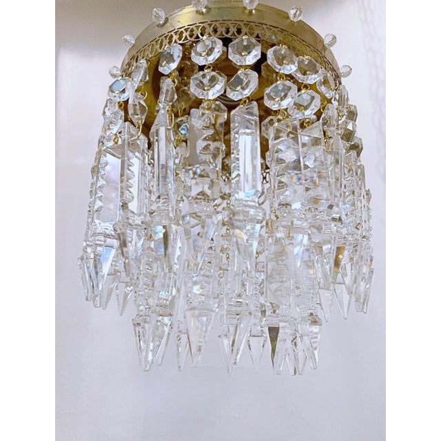 Vintage Italian Brass Upside Down Layered Cake Chandelier For Sale - Image 4 of 7