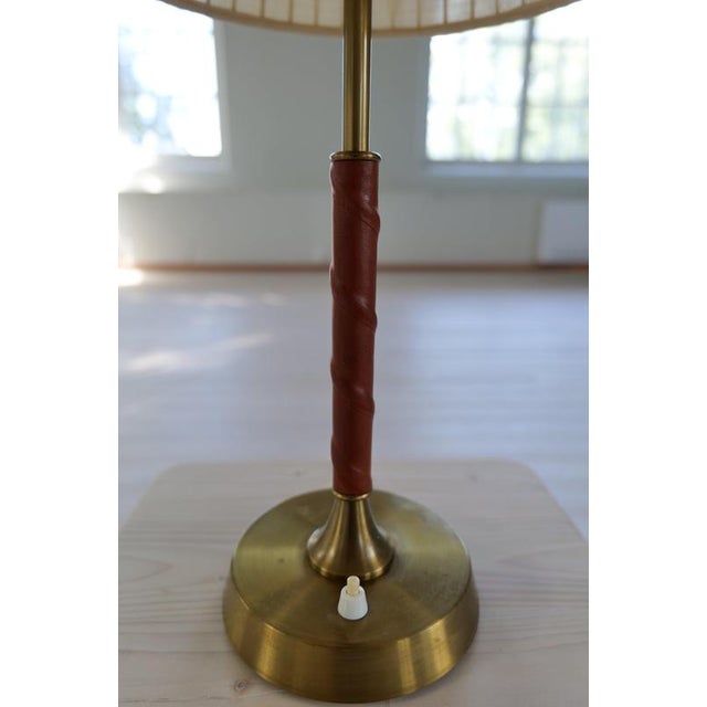 Gray Mid-Century Modern Table Lamp with Brass Base attributed to Ewå Värnamo, 1950s For Sale - Image 8 of 11