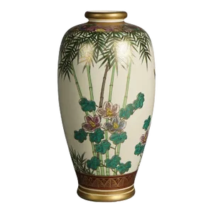 Antique Japanese Meiji Satsuma Hand Painted & Gilt Porcelain Vase C1910