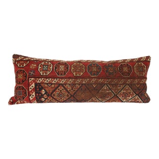 Persian Rug Pillow Cover – Handmade Ethnic Wool on Cotton Cushion -42'' X 16'' For Sale