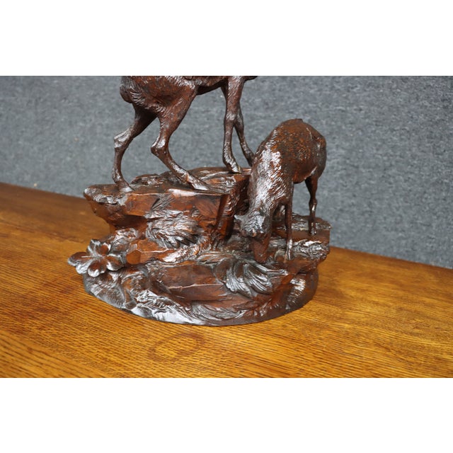 Black Forest Carved Deer Sculpture For Sale In Philadelphia - Image 6 of 12