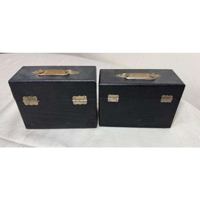 Wood Pair of 3 Antique Religious Catholic Holy Oils Box in Hard Case: o.i, o.c, s.c For Sale - Image 7 of 12