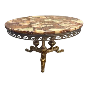 Mid-Century Italian Large Onyx and Brass Coffee Table