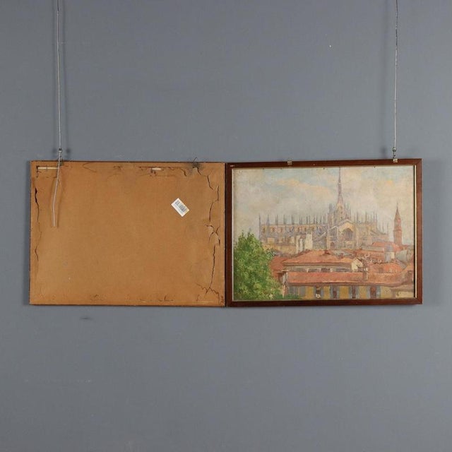 Giuseppe Viviani, Scenes with House Including Double-Sided Artwork, Oil Paintings, Set of 2 For Sale - Image 3 of 11