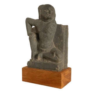 Ancient Gandhara Buddhist Carved Schist Statue of Atlas Kushan Empire 300 Ad For Sale