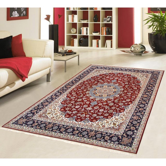 Persian Nain Silk & Wool Red Area Rug-10' 2" X 13' 3" For Sale In New York - Image 6 of 6