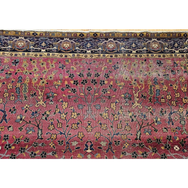 Textile 19th Century Indian Agra Rug, Wool Pile, Allover Floral Design, Square, 7' x 7' For Sale - Image 7 of 13