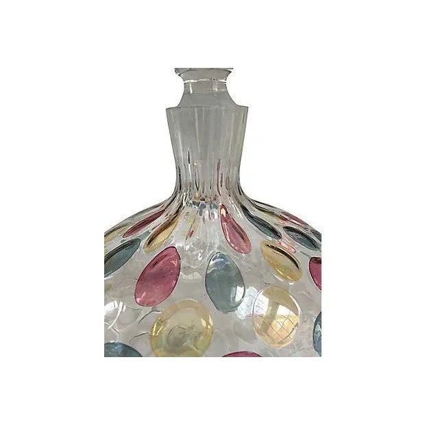 Mid-Century Modern Mid-Century Vintage Iridescent Pink Blue & Yellow Decanter and Glasses - Set of 5 For Sale - Image 3 of 7