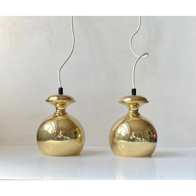 Vintage Brass Pendant Lamps attributed to Hans-Agne Jakobsson for Markaryd, 1960s, Set of 2 For Sale - Image 11 of 13