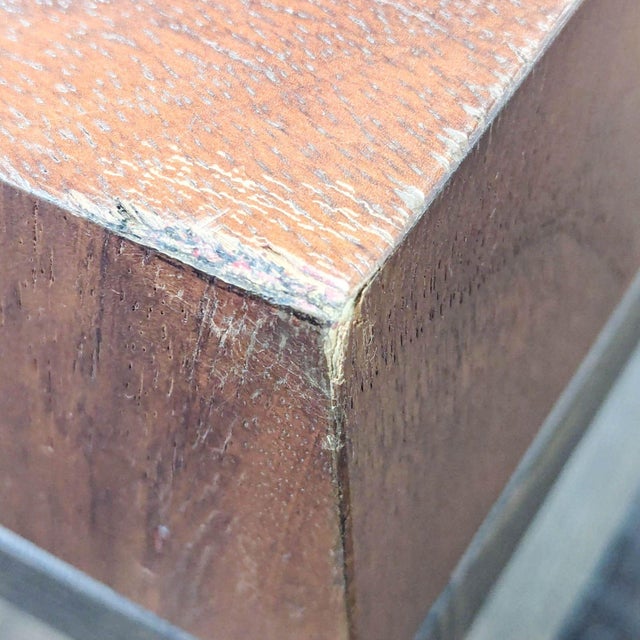 Wood Crate & Barrel Wood Accent Table on Wood Base For Sale - Image 7 of 8