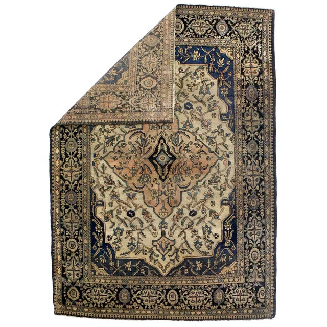 Antique Persian Farahan Sarouk Rug 3'5" x 4’10". The scatter and room size pieces made in the Arak/Sultanabad area,...