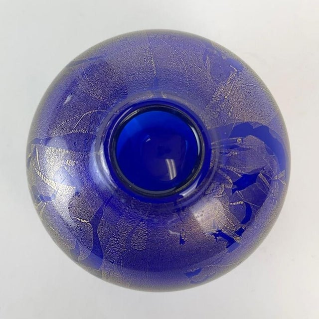 1970s Azurene Cobalt Blue and Gold Glass Vase by Michael Harris, 1978 For Sale - Image 5 of 9