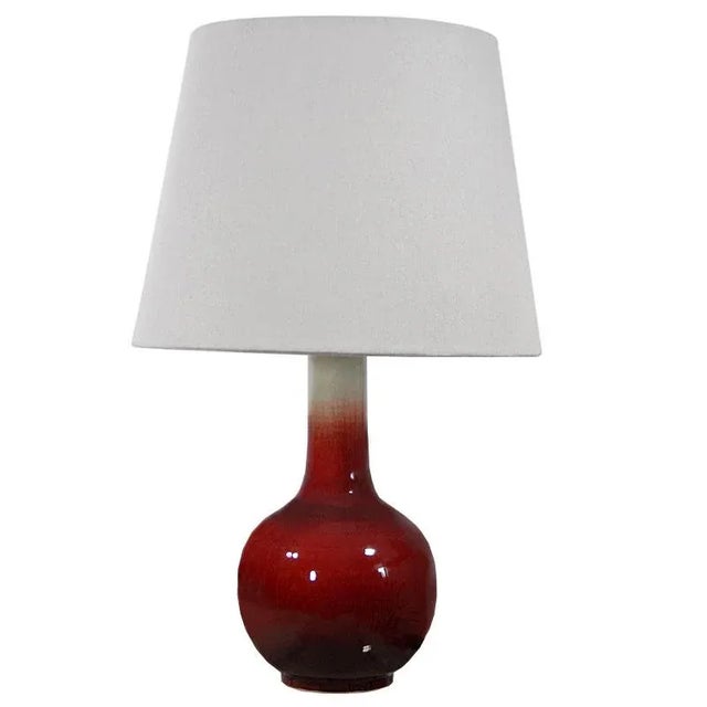 Red Vintage Ox Blood Glaze Table Lamp, 1970s For Sale - Image 8 of 8