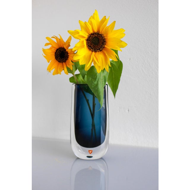 A beautiful and very rare handmade vintage sommerso glass vase and bowl made and signed by talented Nils Landberg for...