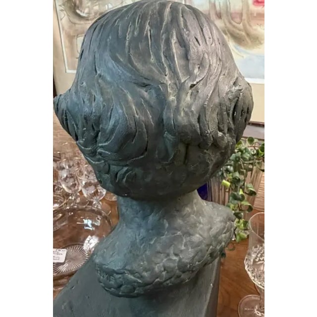 Mid Century Plaster Statue, Bust of a Woman For Sale - Image 4 of 5