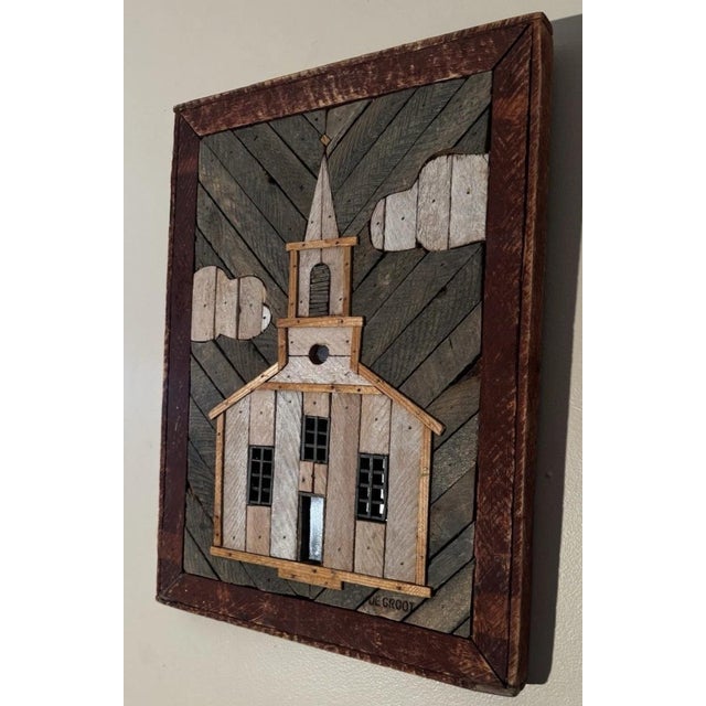 American 1970s Theodore DeGroot Lathe Art – Church & Steeple Scene For Sale - Image 3 of 6
