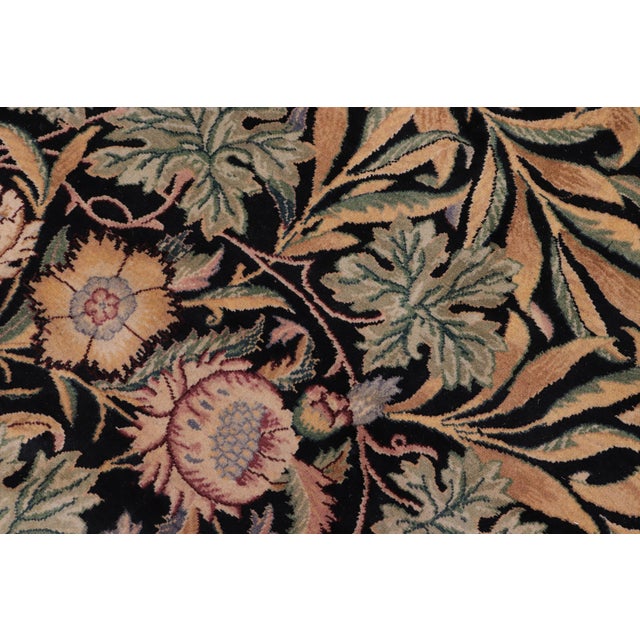 1990s Art Nouveau Pak-Persian Black/Green Wool Rug - 10'3'' X 14'3'' For Sale - Image 5 of 8