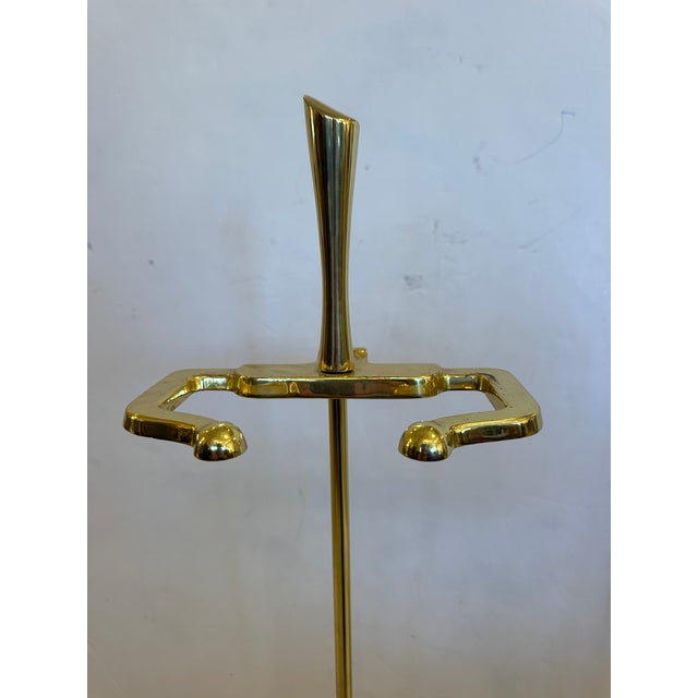 Brass Midcentury Modern Brass Fireplace Tools -Set of 4 For Sale - Image 8 of 9