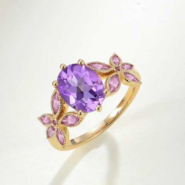 Kai Fine Jewelry Kai Rose De France Amethyst Pink Sapphire Ring in 14k Solid Gold, size 9.5 For Sale - Image 4 of 6