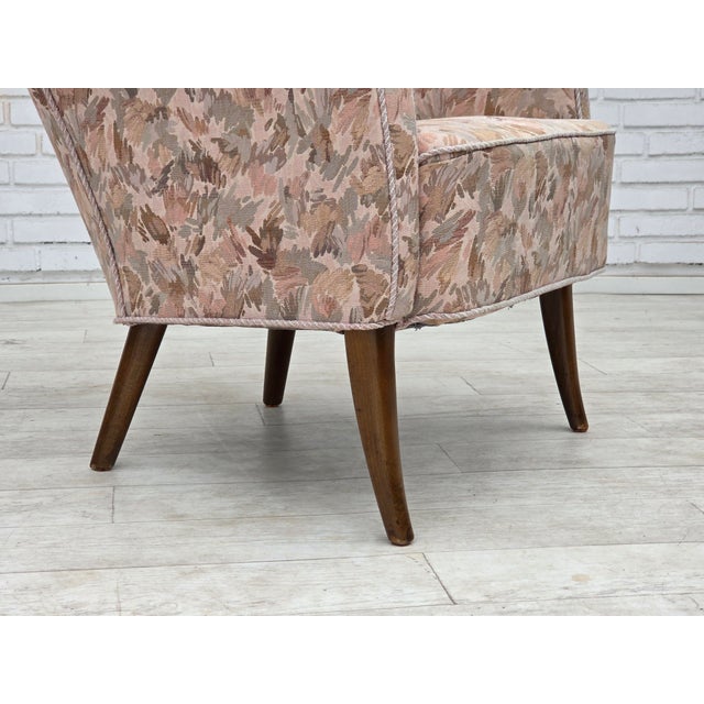 Mid-Century Modern Danish Armchair in Jacquard Fabric, 1960s For Sale - Image 3 of 18
