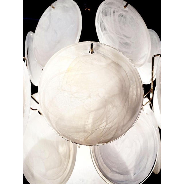 Vintage Italian Murano Chandelier with 24 White Disks, 1980s For Sale - Image 16 of 18
