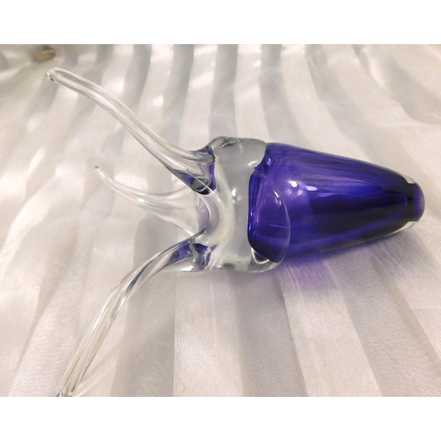 Glass 1980s Very Unusual Footed Purple Art Glass Perfume Bottle For Sale - Image 7 of 7