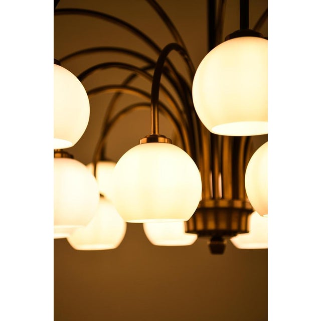 Metal Ceiling Lamp in Brass and Glass from Fog & Mørup, 1940s For Sale - Image 7 of 10