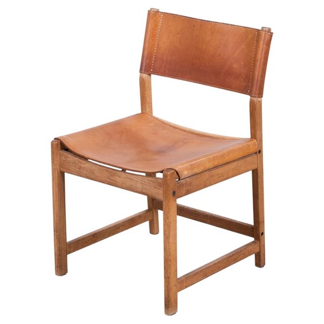 Tan Dining Chairs in Cognac Leather and Oak attributed to Kurt Østervig for Sibast, Denmark, 1960s, Set of 6 For Sale - Image 8 of 8