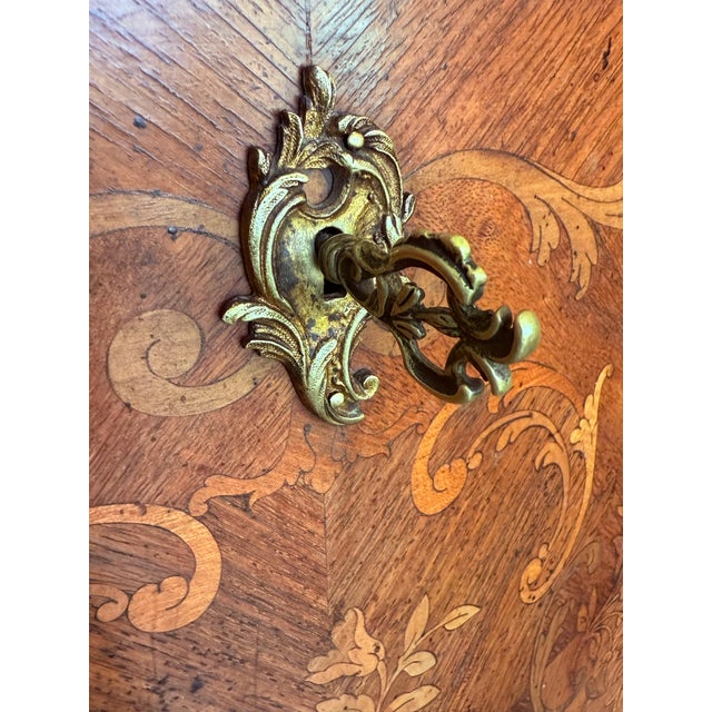 19th Century Bombe Marquetry Secrétaire à Abattant, Marble Top and Bronze Mounts For Sale - Image 10 of 18