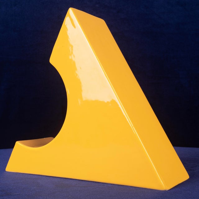 Italian Space Age Sculptural Yellow Glazed Ceramic Vase, 1970s For Sale - Image 16 of 18