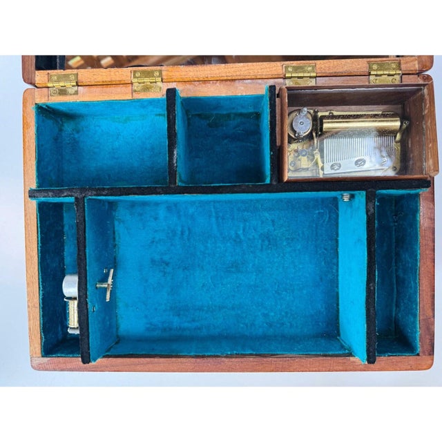 Vintage Handmade Musical Jewelry Cabinet With Drawer For Sale - Image 13 of 18