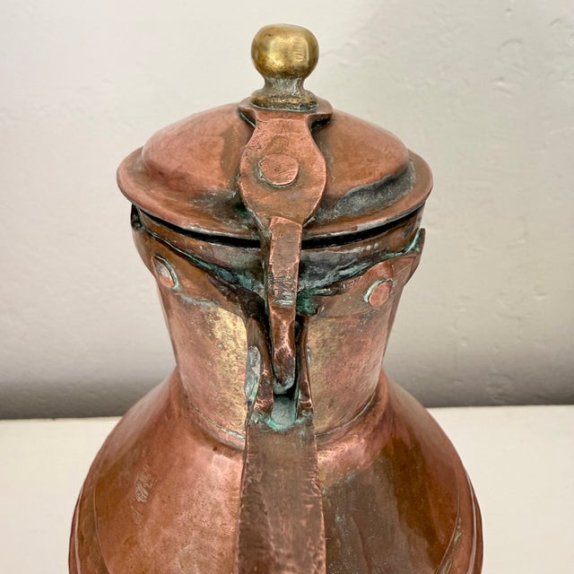 Metal Antique Rustic Hammered Copper Ewer Kettle For Sale - Image 7 of 10