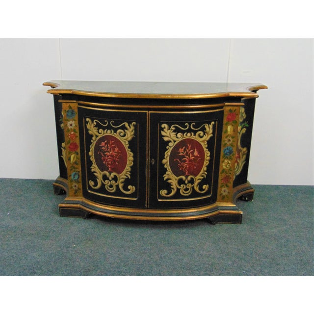 Italian Florentine Black Gilt Decorated Credenza For Sale - Image 10 of 10