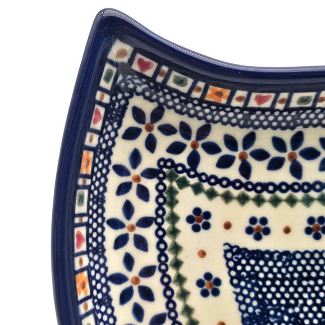 1990s Vena Unikat Hand-Painted Polish Pottery Teardrop Dish, Medium 15" For Sale - Image 4 of 9