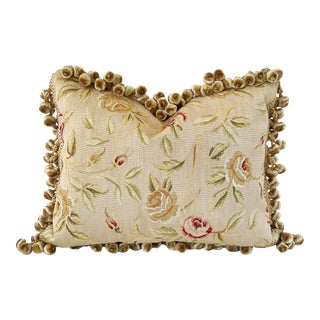 Aubusson Floral Tapestry Pillow With Down Insert For Sale